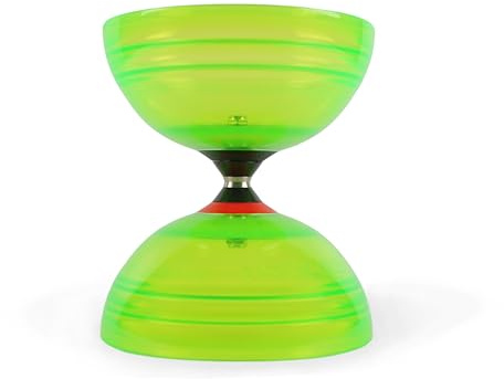 SUNDIA Shining Series - Professional Triple Bearing Diabolo for Long Spins, Smooth Rotations, High Performance for All Tricks and Levels - Beginners to Pros, Juggling Chinese Yoyo - Crystal /Green
