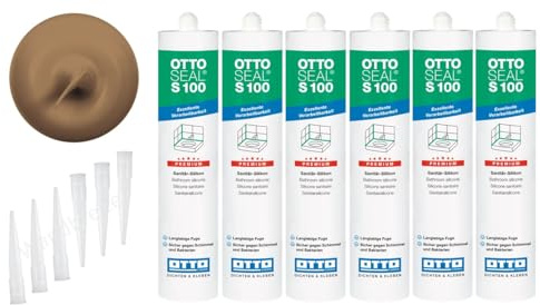 OTTOSEAL S 100 Premium-Sanitär-1K-Silicon Dichtstoff matt 6 Kartuschen auf Acetat Basis Otto Chemie (6x matt caramel C8686)