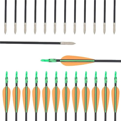 biubiusot 30 Zoll Pfeile Bogenschießen 12er Bogen Pfeile Fiberglaspfeile Bogenpfeile Pfeile Sportbogen, Recurvebogen, Langbogen