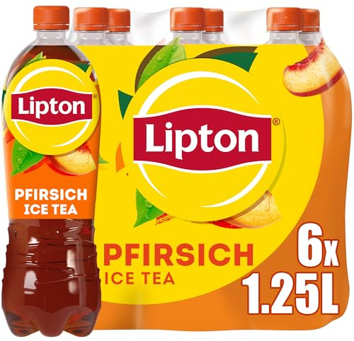 Lipton Ice Tea Peach, Eistee mit Pfirsich Geschmack, EINWEG (6 x 1.25L) (Verpackungsdesign kann abweichen)