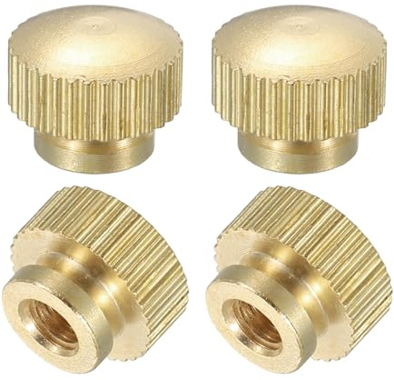 QUARKZMAN Gerändelte Daumenmuttern, 4 Stück M4 x D10mm x H8mm Messing Griffmuttern Rändelmuttern mit Hohem Kopf Befestigungselemente für 3D-Drucker-Teile Druckbett