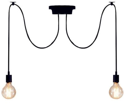 Industriel Suspension Luminaire Rétro Plafonnier Noir E27 Vintage Éclairage de Plafond Métal Araignée Lustre lampes suspendues à plusieurs têtes DIY Pour Restaurant Salon Chambre Cuisine Bar (2 têtes)