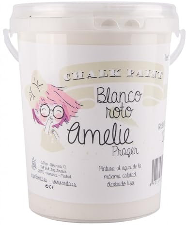 IberNorma Amelie Prager 1 Litro Pintura a la Tiza para muebles, Chalk paint para decoración y manualidades en madera 1L (02 Blanco Roto)