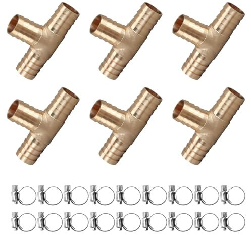 6 connettori a T da 12 mm, raccordo a T a 3 vie, con 18 morsetti, raccordo a T per acqua da 12 mm, set di connettori per tubo per giardino, sistemi di irrigazione prato