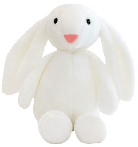 ZPSOSPZ Easter Bunny Soft Plush Toy 28CM Plush Rabbit With Floppy Bunny Ears Stuffed Animal Bunny Teddy Toy Easter Bunny Decorations Gifts For Babies Kids Boys Girls | White