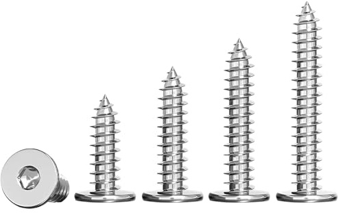 Ctyjia 20PCS Flat Thin Hexagonal Head Self Tapping Screws, 304 Stainless Steel Wood Screw for Furniture Woodworking Project, M3x10mm