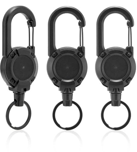 Schlüsselanhänger Ausziehbar Schlüsselbund Keychain – 3-teilig Schlüsselband Ausziehbar mit 60cm Stahlseil, Schlüsselanhänger Band, Schlüsselanhänger mit Zugband, Für Kartenhalter, Schlüsselkarten