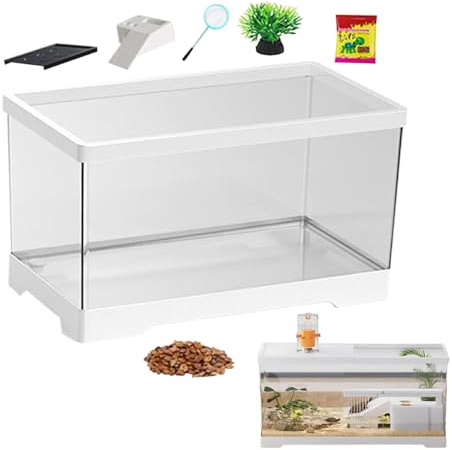 Litet sköldpaddsakvarium – terrarium för reptiler | akvaterrarium faunarium standard med golvbrunn för reptiler, amfibier, ormar, geckos, kameleonter, grodor, sköldpaddor och fisk