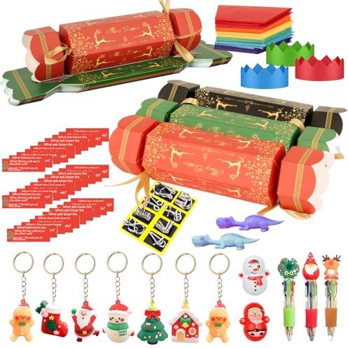 Gemtoy Confezione da 15 cracker natalizi fai da te, scatole di carta per caramelle e caramelle, senza bottoni