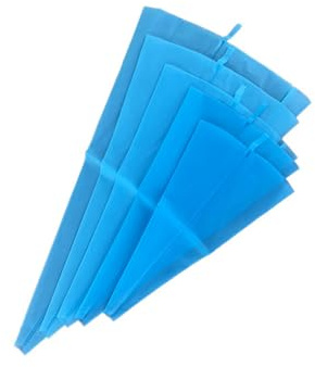 Set di 4 sacchetti per siringhe in silicone di alta qualità, riutilizzabili per fondente, glassa e cupcake, inclusi 4 beccucci e custodia (blu, un set di 4)