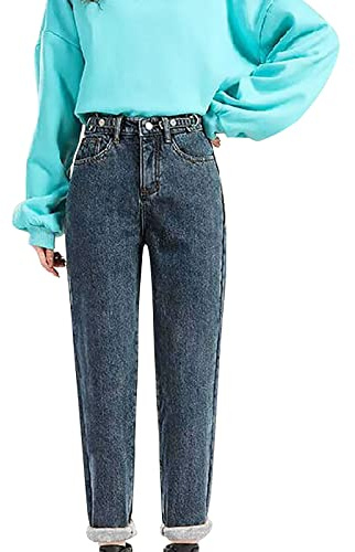 Jeans Femme Hiver Taille Haute Effet Push-Up - Jean Skinny Stretch Ultra Confortable avec Doublure Polaire Chaude - Denim Thermique