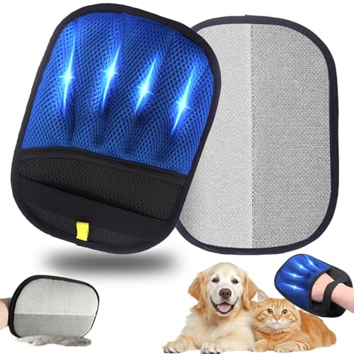 Engrosar Manopla Quita Pelos Mascota, 2026 Electrostática Guante Quitapelos Mascotas, Guantes Pelo Gato para Eliminar pelos de Animales para Sofas Ropa Alfombra Mueble Asiento del Coche (Azul Oscuro)