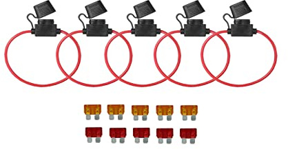 KOLACEN automobile voiture camion en ligne 18 AWG porte-fusible pour régulière standard type de lame Fusible 5 pièces + 10 pièces fusible lame standard 5Apm 10Amp
