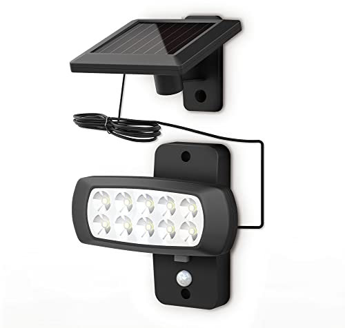 B.K.Licht - Aussenlampe mit Bewegungsmelder, Solarpanel, schwenkbar, Solarlampen für außen, Garten, Bewegungsmelder aussen, Solarleuchten, Wandleuchte ohne Stromanschluss, 15,5x14,5x11 cm, Schwarz
