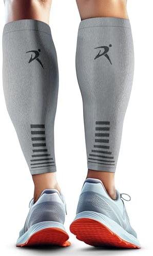 Rymora Calf Compression Sleeves Men Women Shin Splints Running (Pair) (Gray) (XL)