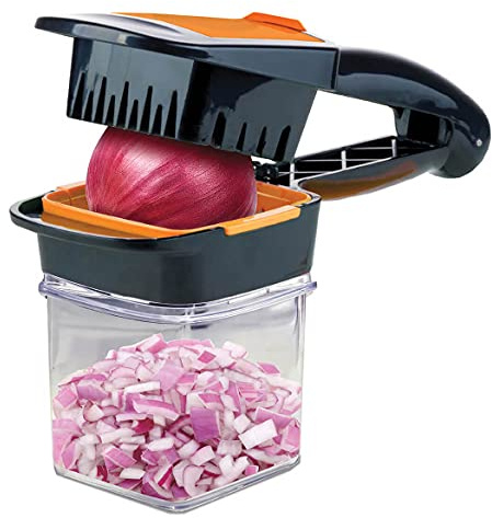 NUTRI CHOPPER Handheld Vegetable & Fruit Chopper, Manual Kitchen Slicer for Onions, Garlic & Potatoes, Compact & Portable