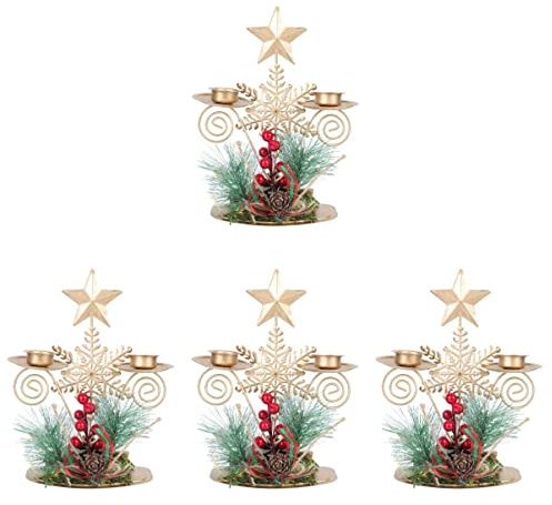 Uonlytech 4 Pz Candeliere Portacandele Da Tavolo Portacandele Centrotavola Supporto Per Candele Natalizie Tealight Natalizio Porta Tealight io Natale Metallo