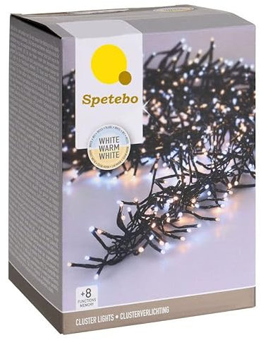 Spetebo LED Büschel Lichterkette kalt/warm weiß LED Mix - 3000 LED / 22 m- Cluster Lichterkette mit 8 Funktionen und Speicherchip - Weihnachtsbaum Lichter Deko für Innen und Außen (22,0m / 3000 LED)