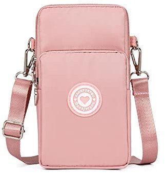Dankforyou Handytasche zum Umhängen Damen, Schultertasche Handtasche Geldbörse Mini Tasche für Alltag Büro Schule Ausflug Einkauf, Rosa