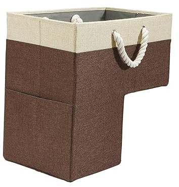 JISADER Cestini per Scale con Maniglie, Cestino per Scale Pieghevole Moderno, Marrone