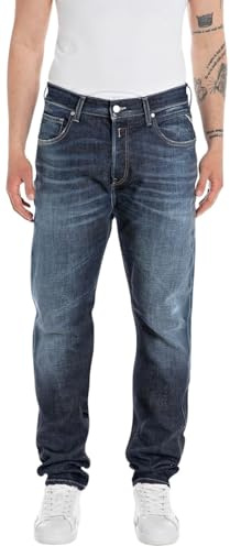 REPLAY Herren Jeans Sandot Tapered-Fit, Bleu (Bleu foncé 007-3), 33W / 30L