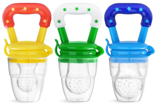 Vicloon Chupete Fruta Bebe, 3PCS Alimentador Antiahogo de Fruta, Alimentador Antiahogo, 3 Tamaños Diferentes Juguete para Niños Dentición Chupete, Mordedores Sin BPA