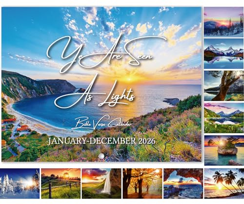 2026 Wall Calendar - Bible Verse 2026 Calendar, Jan 2026 - Dec 2026, 2026 Wall Calendar 8.5 x 11, 12 Month Calendar Hanging Hook, Blocks - Nature's Beauty with Inspiring Bible Quotes