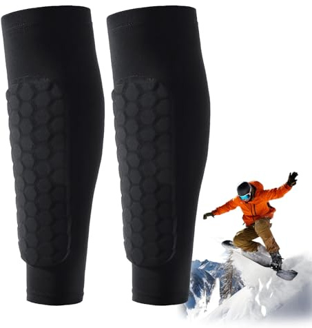 Shin Defender Skiing, Ski Shin Guard, Ski Shin Pads, Shin Protectors for Skiing, Skiing Shin Protectors, Shin Pads Skiing, Ski Boot Shin Protectors with Honeycomb for Skiing, Soccer (Black, M)