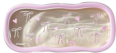 ZGDYi Étui à lunettes rigide rose en forme ondulée,Boîte à lunettes rigide décorative avec nœuds et cœurs, étui à lunettes rigide pour enfants et femmes, boîte de rangement pour lunettes de soleil