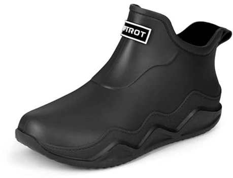 LCpddajlspig Bottes de pluie en caoutchouc extra larges pour femme - Bottes de pêche pieds nus - Bottes de jardin antidérapantes, Noir (011), 42 EU