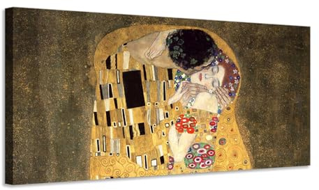 Generico Gustav Klimt – Il bacio – quadro stampa su tela con telaio in legno - 100x50 cm