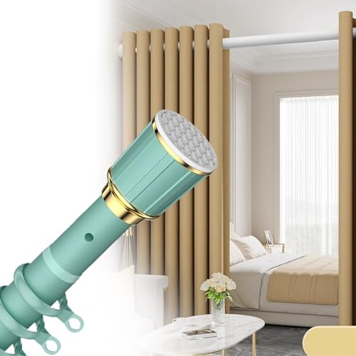 Asta per tenda a tensione regolabile per uso esterno e interno, 100 cm, antiscivolo, nessun trapano, facile da installare, asta doccia per bagno, camera da letto, patio, verde, 406,4 cm 487,7 cm