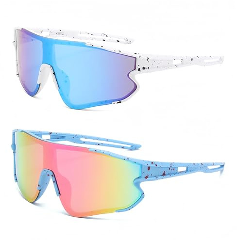PANYI 2PCS Occhiali da Sole per Sport All'aria Occhiali Ciclismo Aperta Occhiali da Ciclismo Polarizzati Unisex Adatto per Attività come Ciclismo Corsa Ciclismo su Strada e Pesca