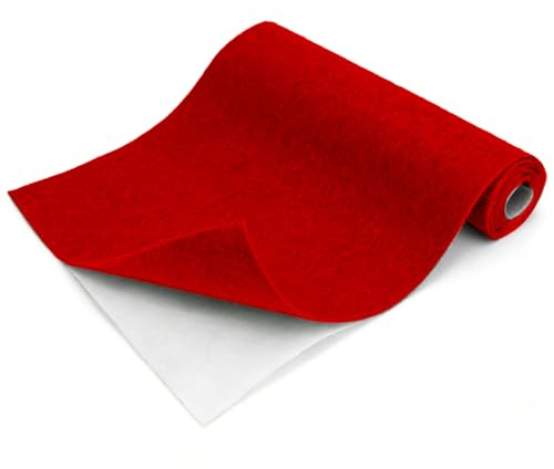 LOMUG Filz autocollant rouge 3mm 30x150cm Filz autocollant, feutre autocollant, feutre à coller, feutre pour le bricolage, tapis en feutre autocollant pour doublure de boîte de voiture DIY