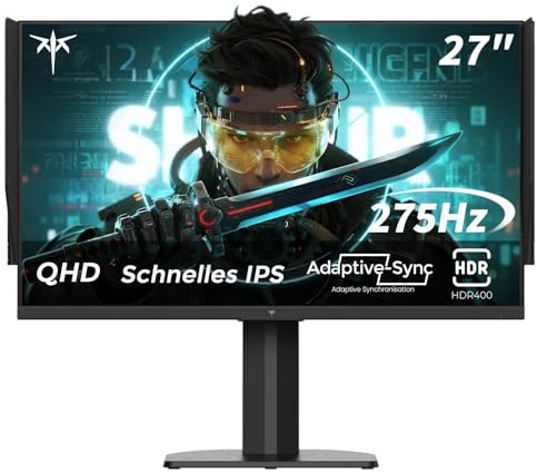 KTC 27'' Ecran PC Gamer, 275Hz 240Hz Écran, Fast IPS Moniteur Gaming, QHD 2K 2560 x 1440p, 1ms, Freesync & G-Sync, 100% sRGB, HDR400, Faible lumière Bleue, VESA 100x100, DP1.4/HDMI 2.0, H27E8