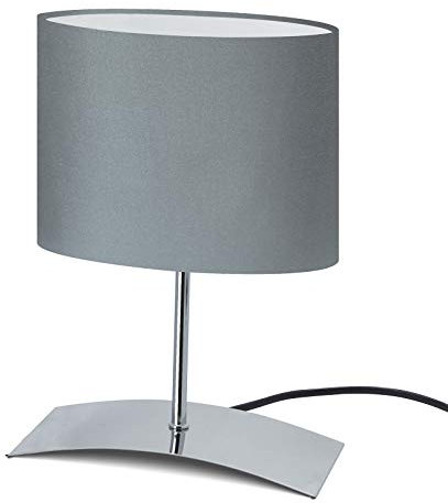 Trango 2018-04G Nachttischlampe *GREY EAGLE* Tischleuchte, Nachttischlampe, Schreibtischleuchte, Tischlampe, Fensterbank Leuchte mit Stoffschirm in Grau L: 200mm B: 100mm H: 300mm ohne Leuchtmittel