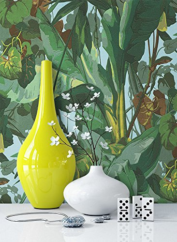 NEWROOM Blumentapete Tapete Grün Urwald Blätter Floral Vliestapete Bunt Vlies moderne Design Optik Tapete Natur inkl. Tapezier Ratgeber