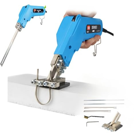 110V Hand Held Electric Foam Hot Cutter Knife Grooving Carving Knife Sculpture Styrofoam Sponge Cutting with Blades & Accessories (With small slotting board)