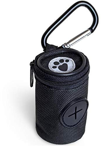 iGadgitz Home U7168 Stoff Kotbeutelspender für hunde, Hundekotbeutelspender, hundetüten spender mit Karabinerhaken - Schwarz