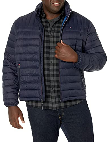 Tommy Hilfiger mens Ultra Loft Packable Puffer Jacket Down Alternative Coat, Midnight W/Patch, 4X-Large Tall US