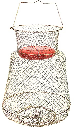 codree Floatable Galvanized Steel Wire Fish Basket, Collapsible Floatable Wire Fishing Basket, Portable Floating Fishing Net Baskets, Robust and Easy to Use