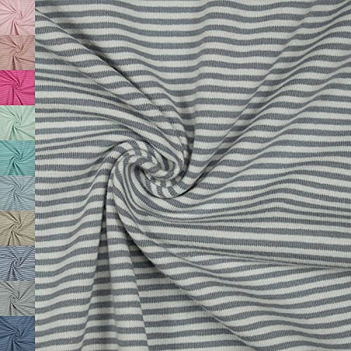 Jersey Stoff Noah, gestreift 2mm, grau/ecru (50cm x 150cm)