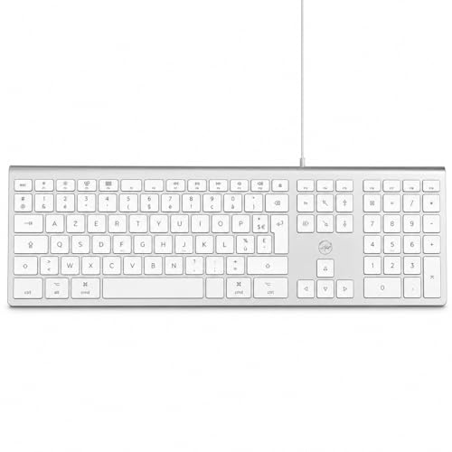 MOBILITY LAB Clavier Mac Filaire avec 2 Hubs USB Intégrés - Conception Robuste et Résistante - Plug and Play Pratique - AZERTY Français - Idéal pour, Mini - Touche Silencieuse et Réactive