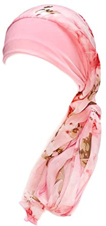 Gragengs Couvre-chef pour femme - Bonnet de sommeil - Écharpe pour chauve - Chapeaux contre le cancer - Turbans, fleurs roses, taille unique