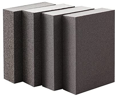 Bloque de lija 4 esponjas de lijado con grano 4 (60, 80, 180, 220) gruesas/medias/finas/superfinas, lavables y reutilizables en húmedo y seco, papel de lija para paredes de madera y metal