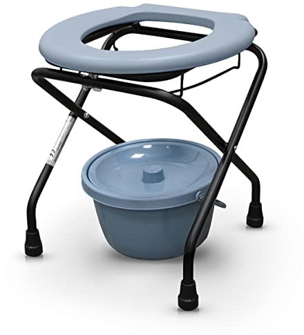 QUIRUMED Silla de Aseo con Inodoro, Silla con WC, Ligera, Plegable, Desmontable, con Inodoro extraíble, Silla de Aseo, para Mayores, para minusválidos