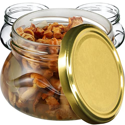 KADAX Lot de 10 bocaux à confiture de 300 ml avec couvercle à visser de 82 mm de diamètre - Bocaux miniatures pour miel et épices - Pots à confiture avec couvercle - Bocaux hermétiques à offrir