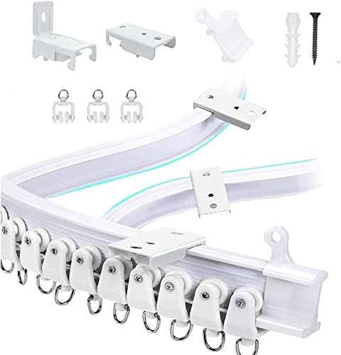 Flexible Bendable Ceiling Curtain Track,5 Meters Ceiling Track for Curtains,Flexible Bendable Straight Curved Curtain Track