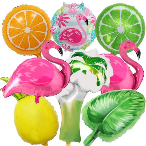 Tropical Balloon Hawaiian Balloons Party Decorations Flamingo Pineapple Coconut Tree Monstera Leaf Mylar Foil Balloon Luau Summer Helium Balloons for Birthday Hawaii Aloha Beach Pool Party Decorations
