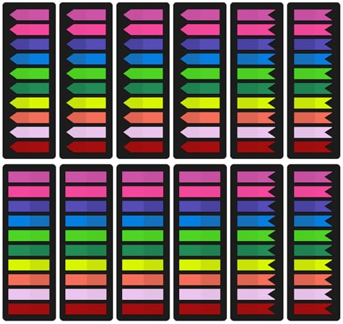 KICNIC 3000 Pieces Page Markers Sticky Index Tabs, Arrow Flag Tabs Self Adhesive, Colored Notes Tab Stickers for Notebook, Documents, Books [10 Colors, 3 Designs] Sticks Securely, Removes Cleanly
